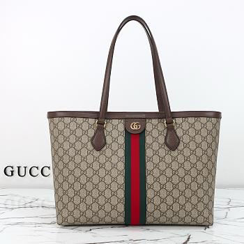 GUCCI OPHIDIA GG MEDIUM TOTE BEIGE AND EBONY