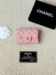 CHANEL Card Holder Pink Caviar leather Gold-7.5*11.3*2.2cm - 1