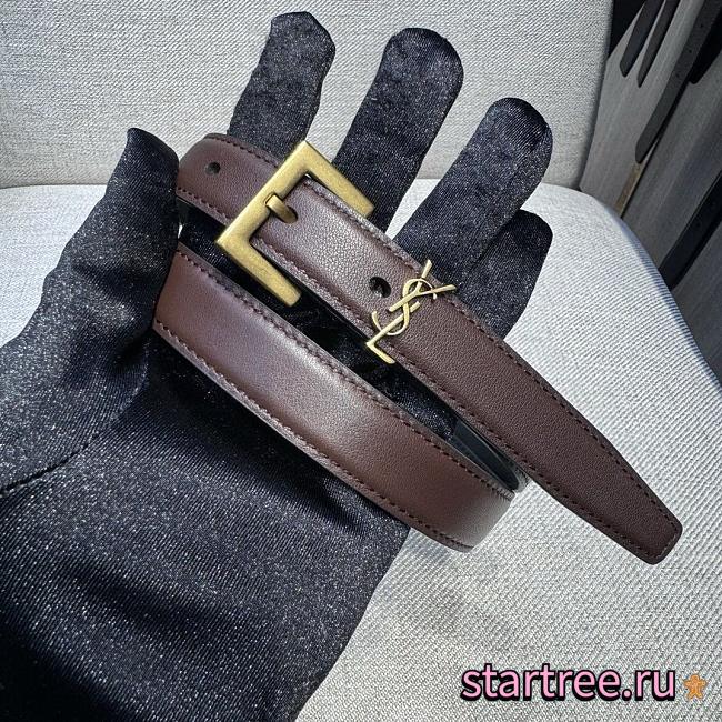 YSL Saint Lauren Belt Red Tan 2cm-Wide - 1