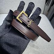 YSL Saint Lauren Belt Red Tan 2cm-Wide - 1
