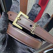 YSL Saint Lauren Belt Red Tan 2cm-Wide - 2