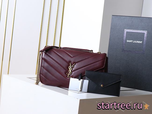 YSL Saint Laurent LouLou Bag Burgundy-29*17*8cm - 1