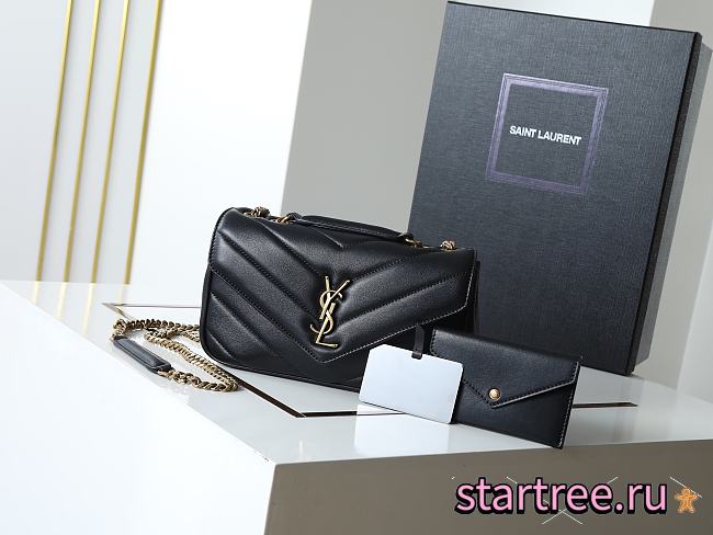 YSL Saint Laurent Mini LouLou Bag Black-24*14*7cm - 1