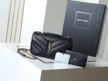 YSL Saint Laurent Mini LouLou Bag Black-24*14*7cm
