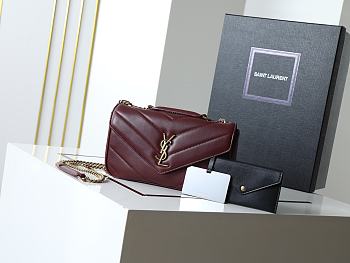 YSL Saint Laurent Mini LouLou Bag Burgundy-24*14*7cm