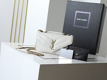 YSL Saint Laurent Mini LouLou Bag White-24*14*7cm