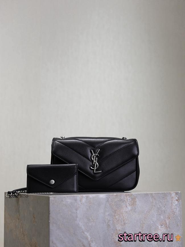 YSL Saint Laurent Mini LouLou Bag Black Silver-24*14*7cm - 1