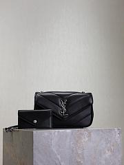 YSL Saint Laurent Mini LouLou Bag Black Silver-24*14*7cm - 1