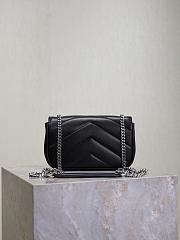YSL Saint Laurent Mini LouLou Bag Black Silver-24*14*7cm - 5