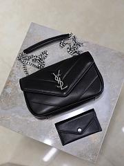 YSL Saint Laurent Mini LouLou Bag Black Silver-24*14*7cm - 3