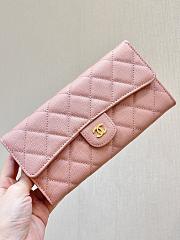 Chanel Classic Long Flap Wallet Caviar Leather Pink Gold Hardware- 10.5x19.4x3 cm - 1
