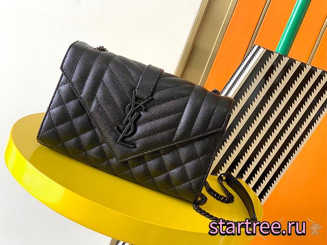 YSL Mini Envelope Crossbody Bag Black With black hardware-21x13x6cm - 1