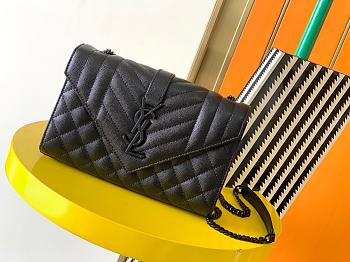 YSL Mini Envelope Crossbody Bag Black With black hardware-21x13x6cm