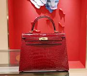 Hermes Kelly 25 Crocodile Leather Red-25cm - 1