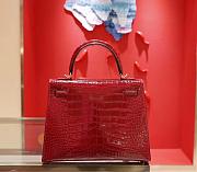Hermes Kelly 25 Crocodile Leather Red-25cm - 4