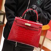 Hermes Kelly 25 Crocodile Leather Red-25cm - 3