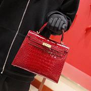 Hermes Kelly 25 Crocodile Leather Red-25cm - 2