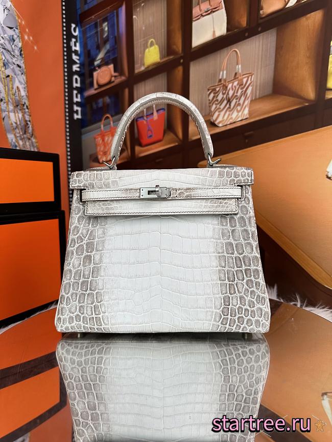 Hermes Kelly 25 Crocodile Leather White-25cm - 1