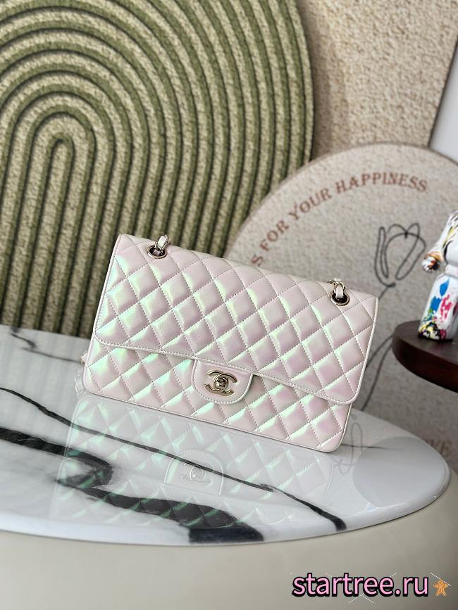 Chanel Medium Classic Flap In Apricot Shiny Lambskin Leather-25cm  - 1