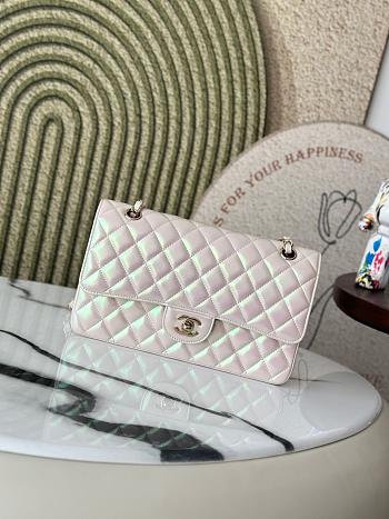 Chanel Medium Classic Flap In Apricot Shiny Lambskin Leather-25cm 