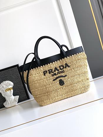 Prada Small Crochet and Leather Tote Bag-25*26*15cm