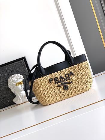 Prada Mini Crochet and Leather Tote Bag-21*16*10cm