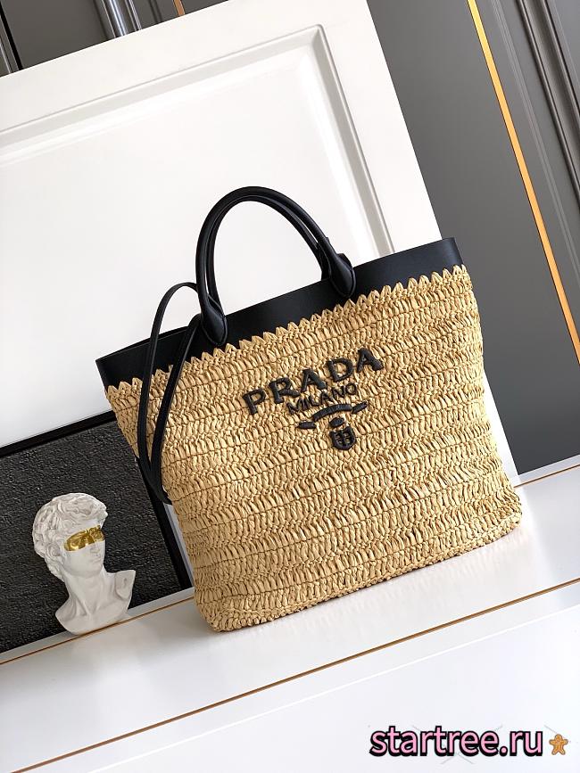 Prada Medium Crochet and Leather Tote Bag-32*29*16cm - 1
