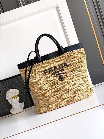 Prada Medium Crochet and Leather Tote Bag-32*29*16cm