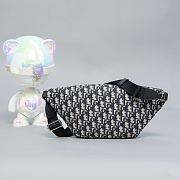  Dior Saddle waist bag Blue Oblique jacquard and black grained calfskin - 4