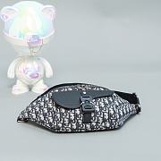  Dior Saddle waist bag Blue Oblique jacquard and black grained calfskin - 3