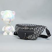  Dior Saddle waist bag Blue Oblique jacquard and black grained calfskin - 2