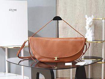 Celine Halfmoon Soft Triomphe Bag In Supple Shiny Lamskin Brown-46*19*10cm