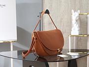 Celine Halfmoon Soft Triomphe Bag In Supple Shiny Lamskin Brown-46*19*10cm - 3