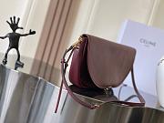 Celine Halfmoon Soft Triomphe Bag In Supple Shiny Lamskin Burgundy-46*19*10cm - 4