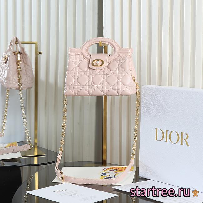 Dior Jolie Top Handle Mini Bag Powder Pink and Cannage Lambskin-18.5*13*8.5cm - 1