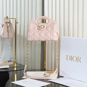 Dior Jolie Top Handle Mini Bag Powder Pink and Cannage Lambskin-18.5*13*8.5cm