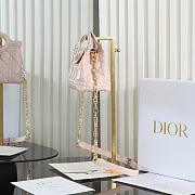 Dior Jolie Top Handle Mini Bag Powder Pink and Cannage Lambskin-18.5*13*8.5cm - 4