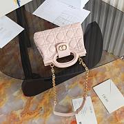 Dior Jolie Top Handle Mini Bag Powder Pink and Cannage Lambskin-18.5*13*8.5cm - 2