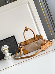 Prada Bonnie Small Linen and Leather Patchwork Handbag-23.5*9*12cm - 5