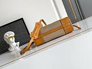 Prada Bonnie Small Linen and Leather Patchwork Handbag-23.5*9*12cm - 4