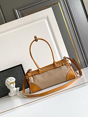 Prada Bonnie Medium Linen and Leather Patchwork Handbag-32*12*15.5cm - 5
