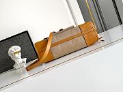 Prada Bonnie Medium Linen and Leather Patchwork Handbag-32*12*15.5cm - 2