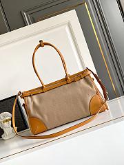 Prada Bonnie lLarge Linen and Leather Patchwork Handbag-38*24*12cm - 5