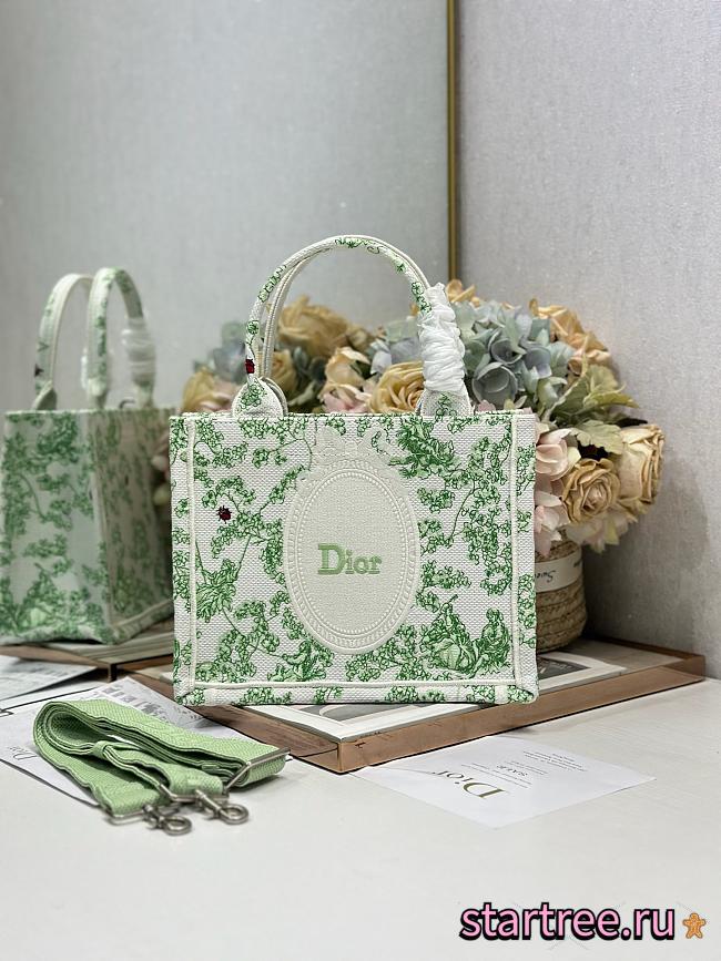 Dior Small Book Tote with shoulder strap Green and white-26.5 x 22 x 14cm - 1