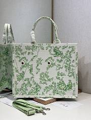 Dior large Book Tote with shoulder strap Green and white-42*32*5CM - 5