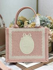 Dior Small Book Tote with shoulder strap Pink and white-26.5 x 22 x 14cm - 5