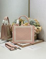 Dior Small Book Tote with shoulder strap Pink and white-26.5 x 22 x 14cm - 4