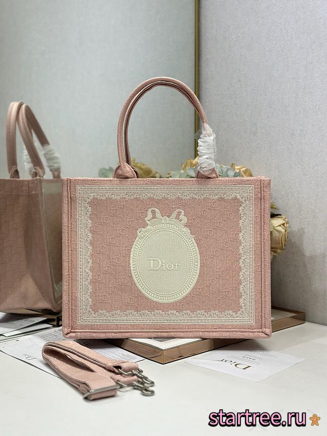 Dior Medium Book Tote with shoulder strap Pink-36*27*16cm - 1