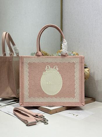 Dior Medium Book Tote with shoulder strap Pink-36*27*16cm