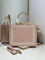 Dior Medium Book Tote with shoulder strap Pink-36*27*16cm - 5
